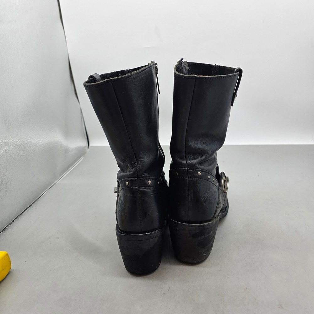 Harley-Davidson Womens Black Leather Studded Harness Biker Boots 84359 Size 9.5 - Picture 3 of 11